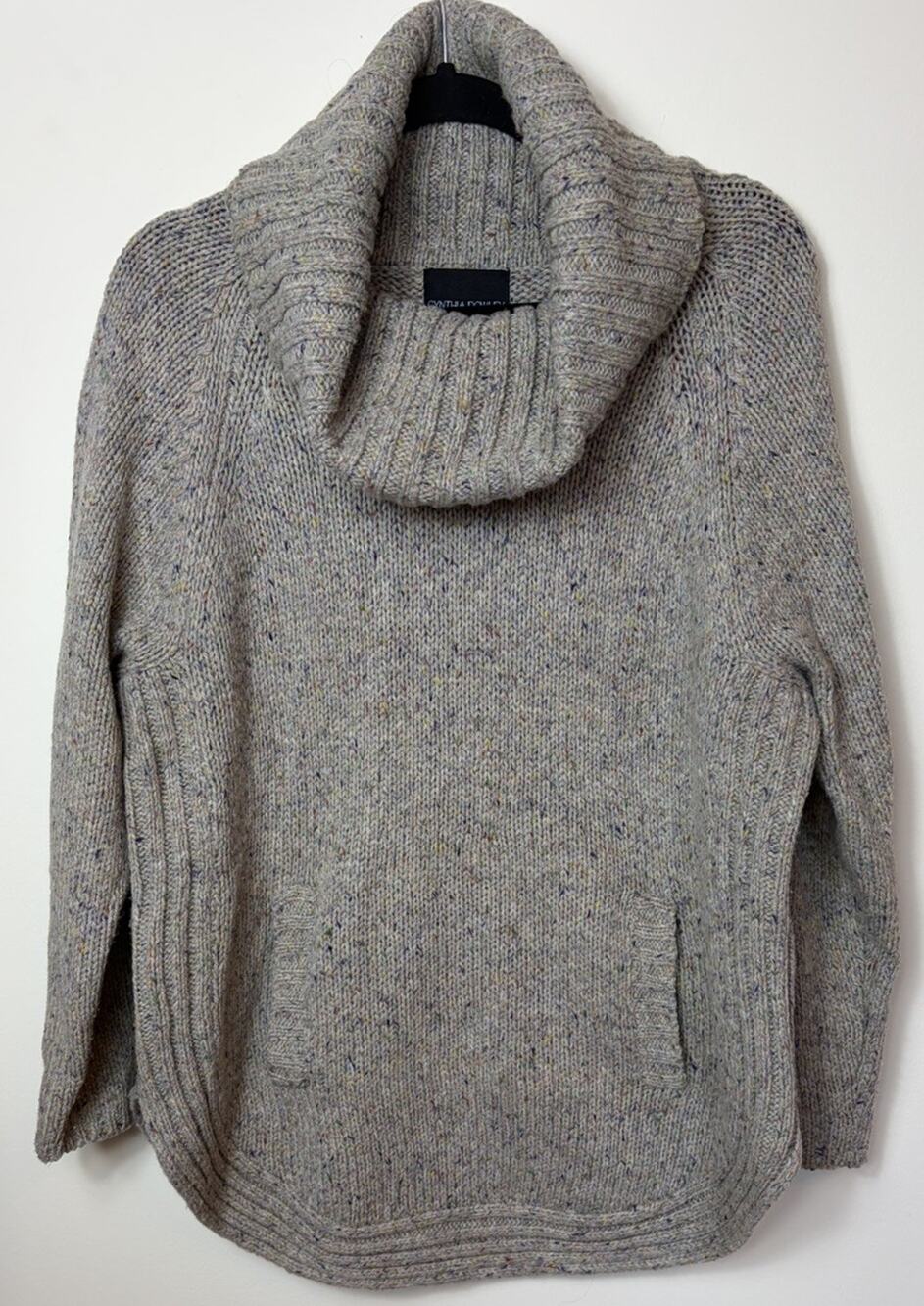 Cynthia Rowley Cowl Neck Sweater Size 1X Gray Speckled Round Hem Cabin Core